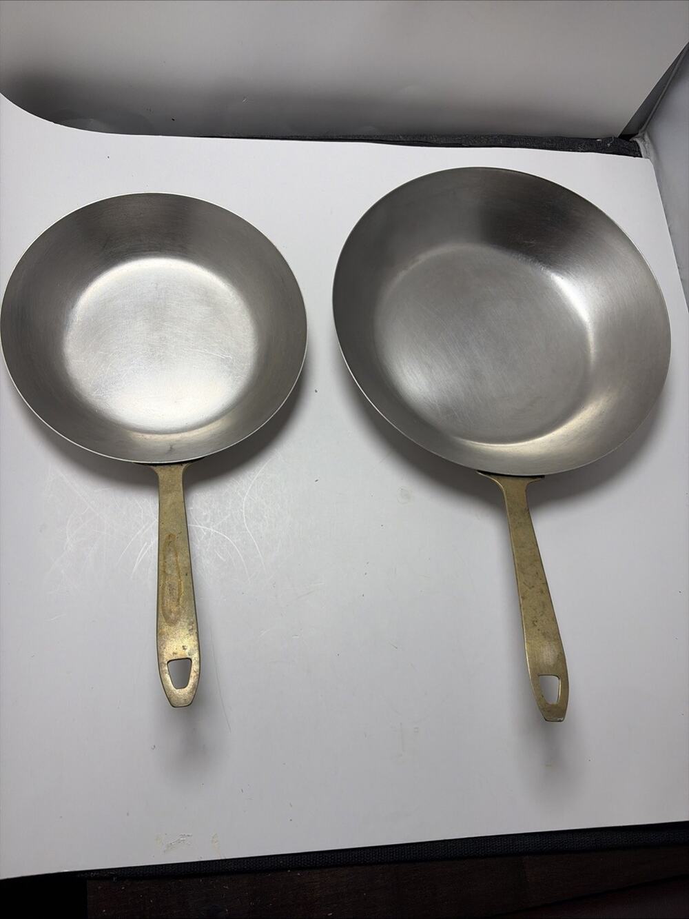 2 Paul Revere Limited Edition 8.5” 10.5” Frying Pan Skillet Made In USA Brass
